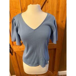 NWOT 1 State Blue Short Flutter Sleeve Top Blouse XL